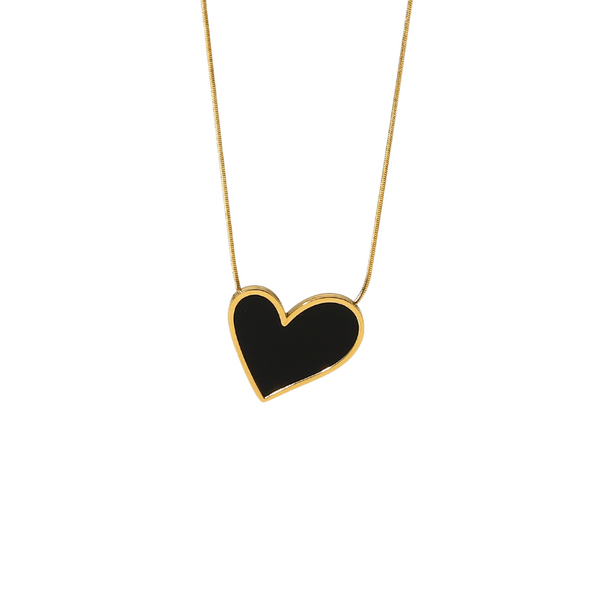 Black Enamel Heart Necklace