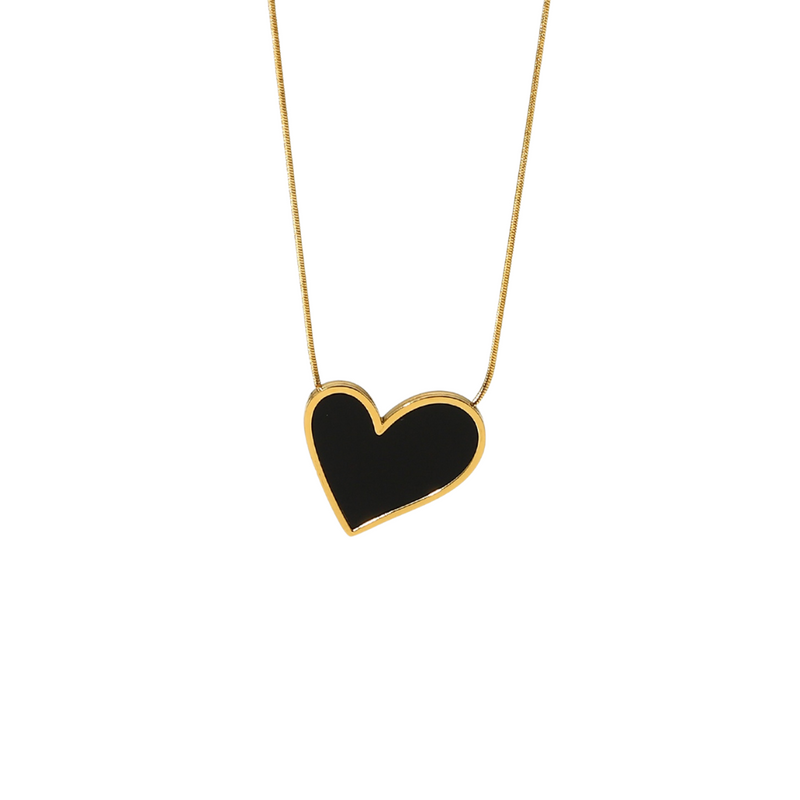 Black Enamel Heart Necklace