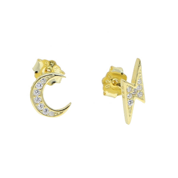 Moon and Lightning studs
