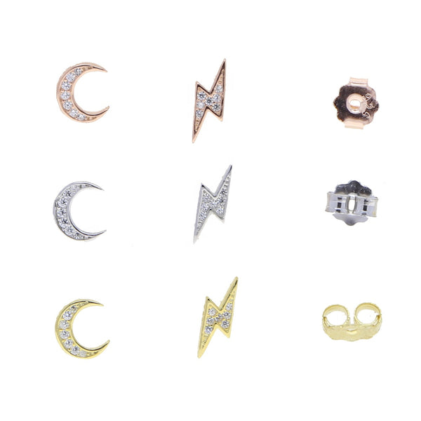 Moon and Lightning studs