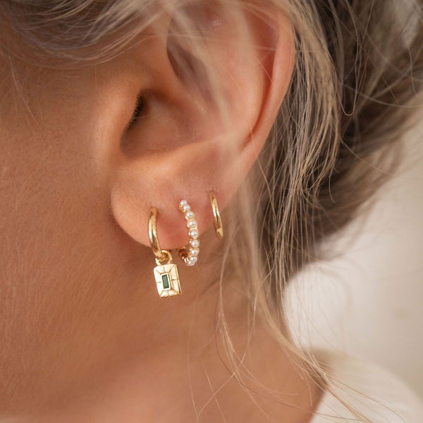 Small Pearl Hoops
