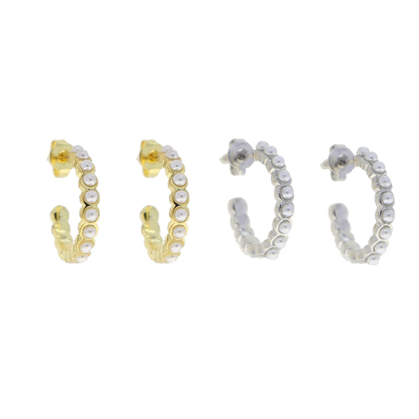 Small Pearl Hoops
