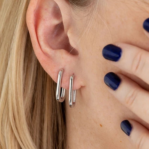 Silver Rectangle Hoops (Plata .925)